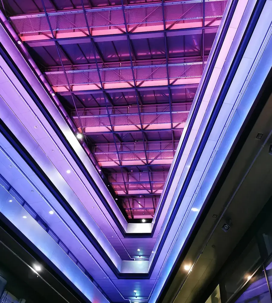 Zug station with the light installation by James Turrell